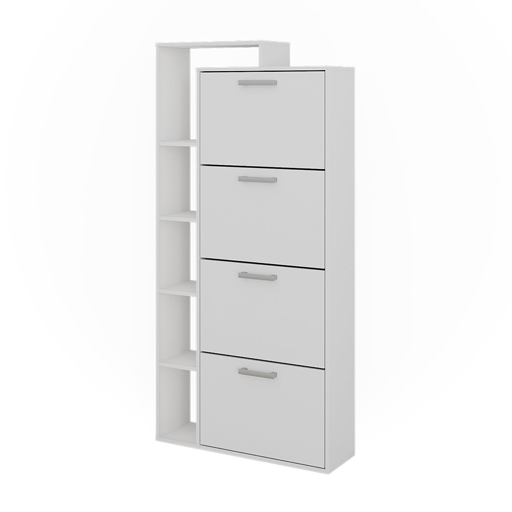 Vicco Schuhkipper mit 4 Fächern Weiß 80x166.1cm style modern Weiß Spanplatte