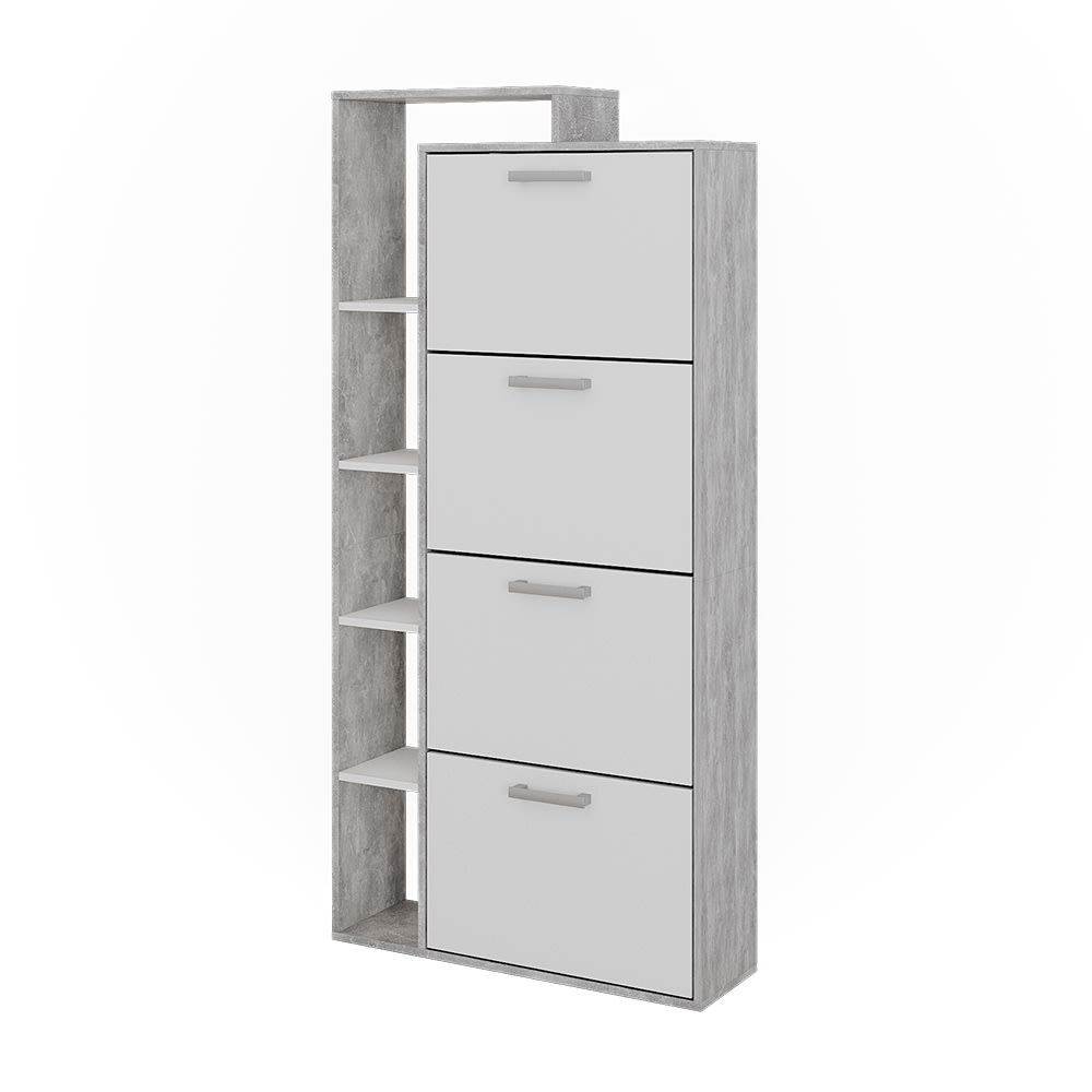 Vicco Schuhkipper mit 4 Fächern Weiß/Beton 80x166.1cm style modern Weiß Spanplatte