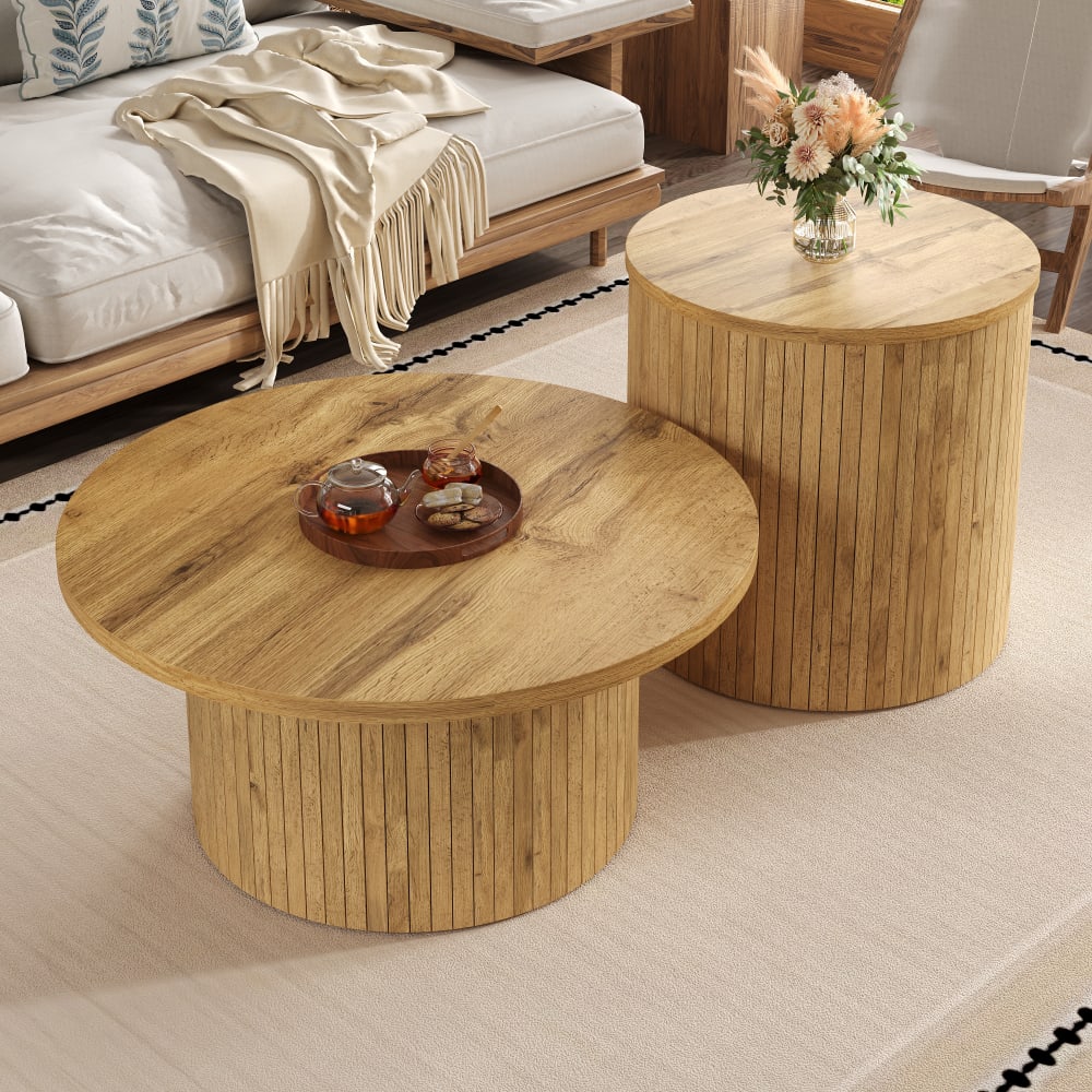 Couchtisch aus MDF im 2er-Set flexibel kombinierbar 75x75x36 cm,