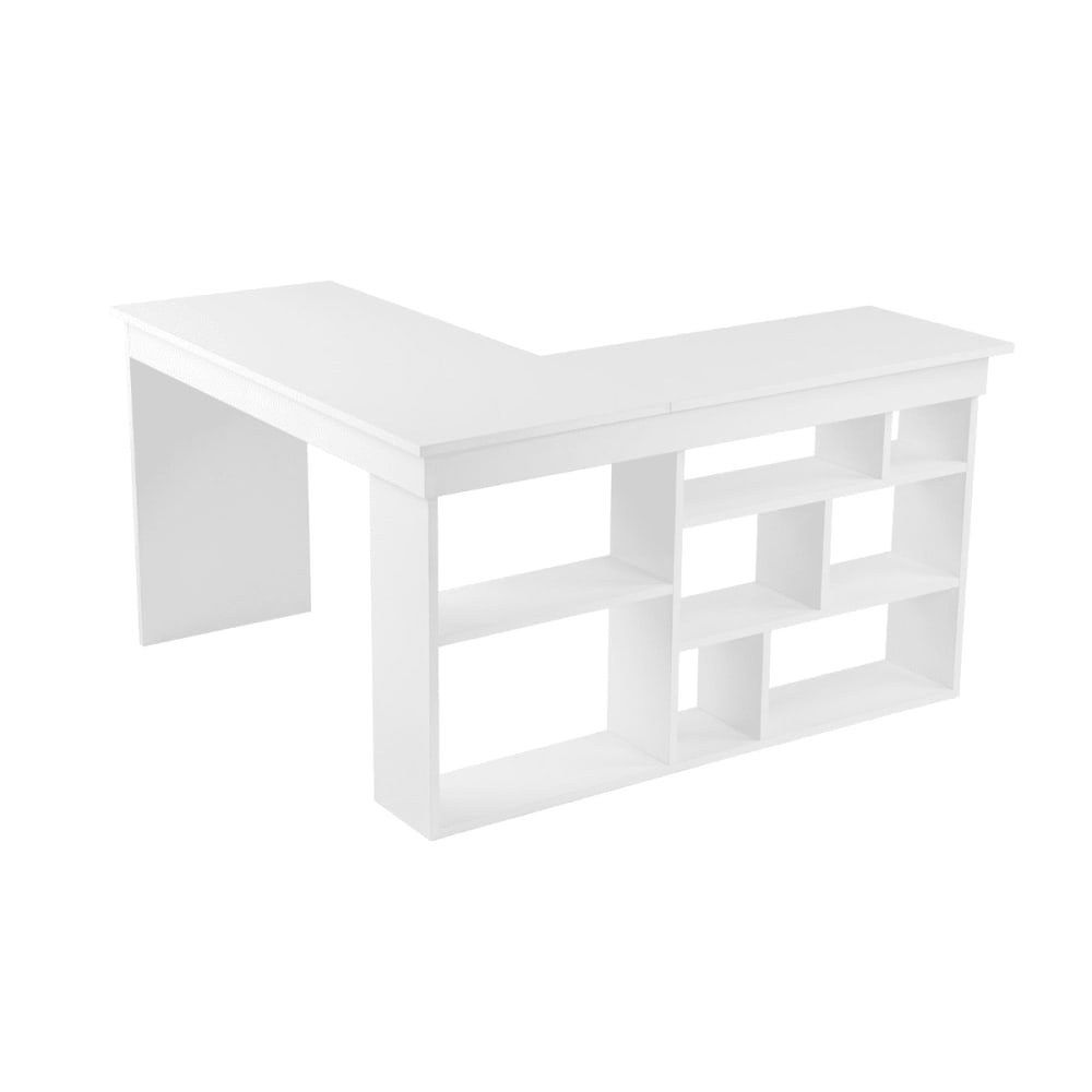 Calicosy Eckschreibtisch mit 8 Fächern L130 cm - Weiß style modern Weiß Spanplatte