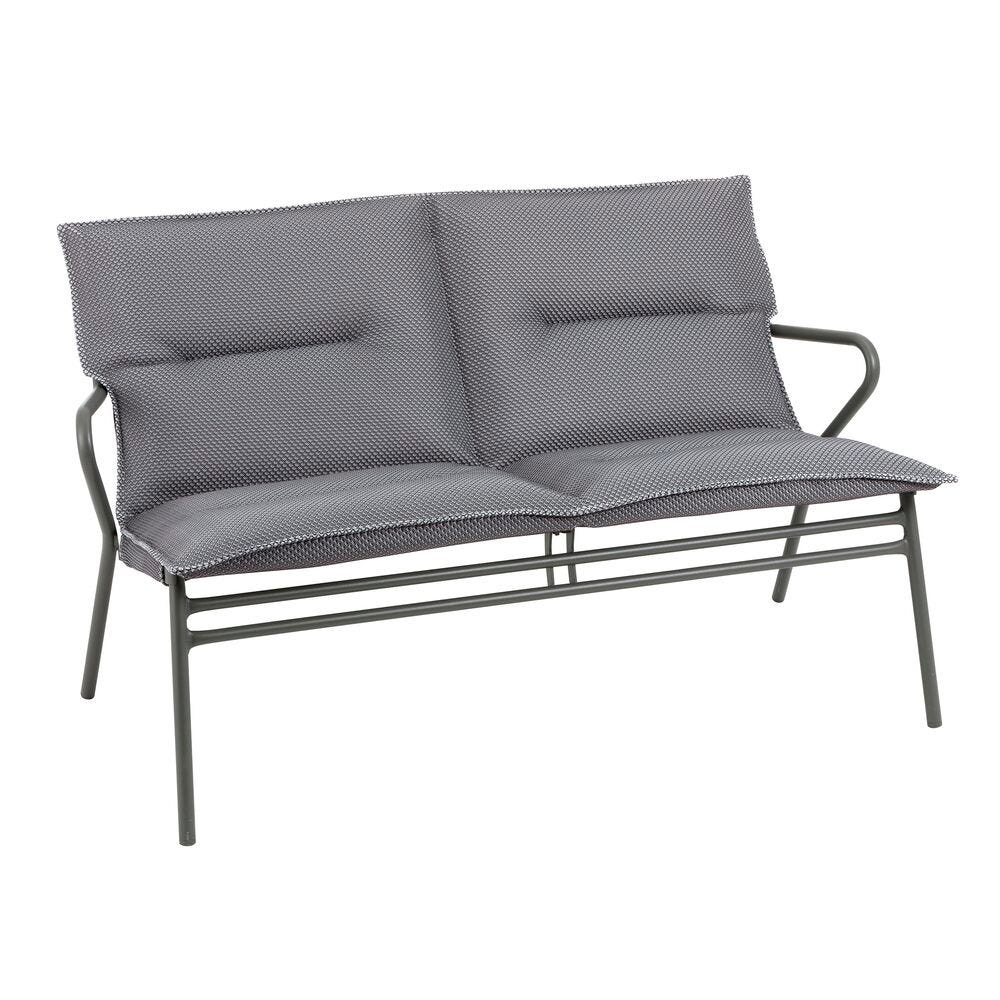 Banquette assise basse matelassée en acier gris L69xl123xH70