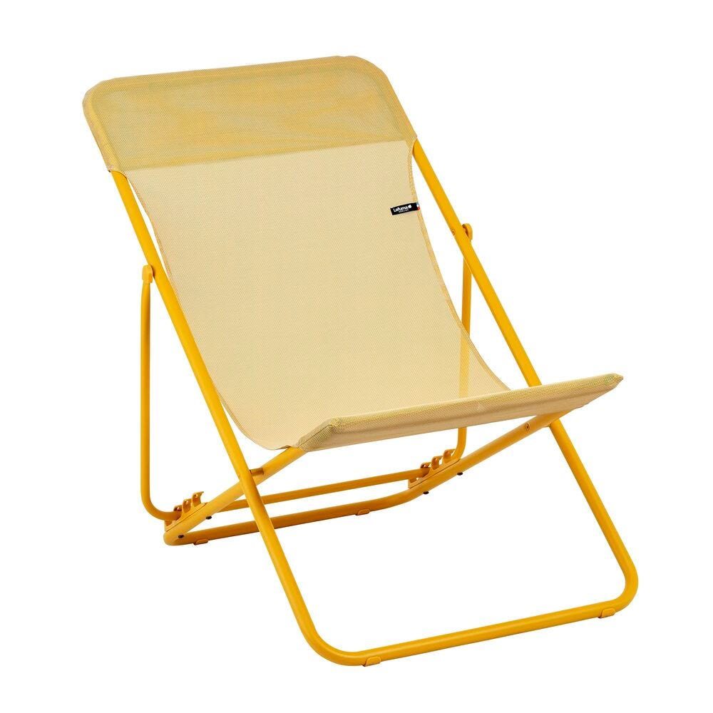 Chilienne jardin pliant multi-positions en acier jaune L83xl62xH91 Chilienne jardin pliant multi-positions en acier jaune L83xl62xH91