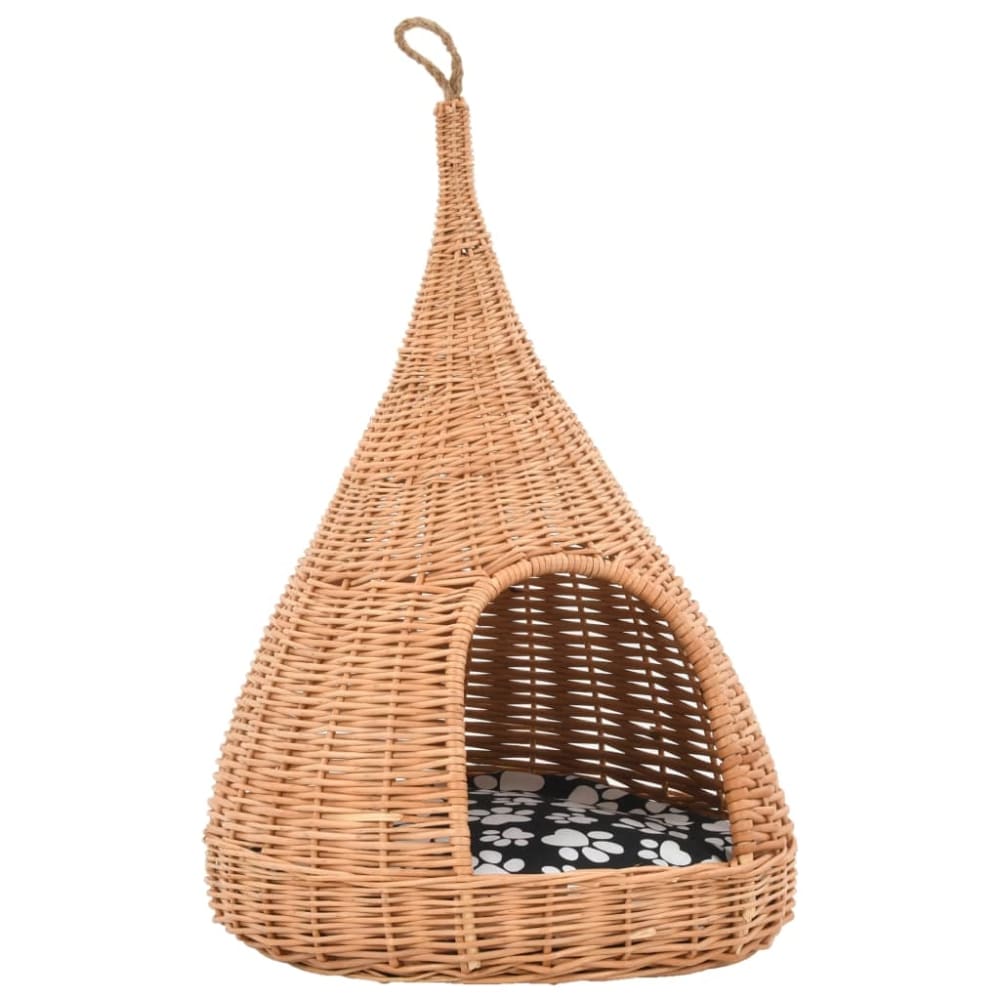 Panier pour chats avec coussin bois naturel 40x60 cm