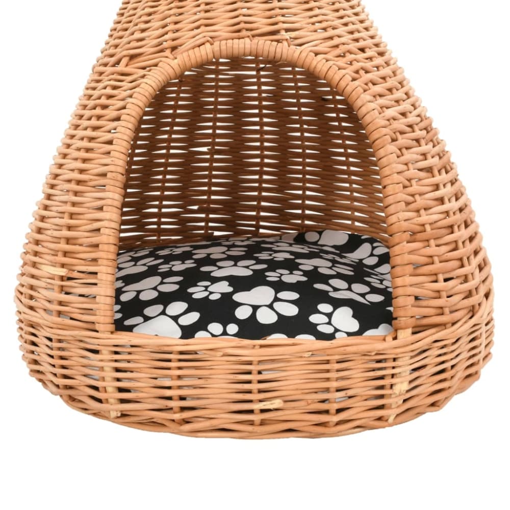 Panier pour chats avec coussin bois naturel 40x60 cm