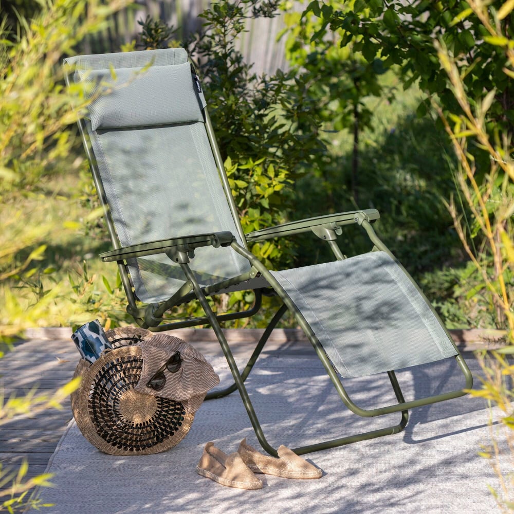 Ensemble fauteuil relax et porte gobelet en  vert