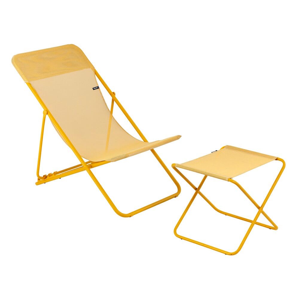 Ensemble transat et repose-jambes en acier jaune