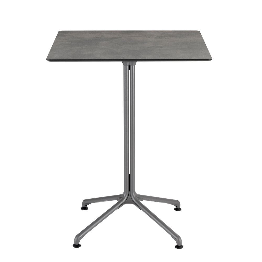 Table de repas carré 2/4 places hauteur mi-haut en acier gris
