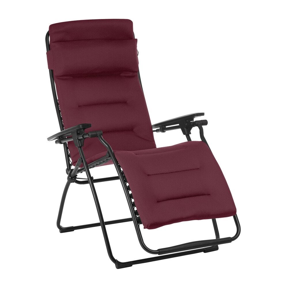Fauteuil relax matelassé zéro gravité en acier rouge L88xl71xH115