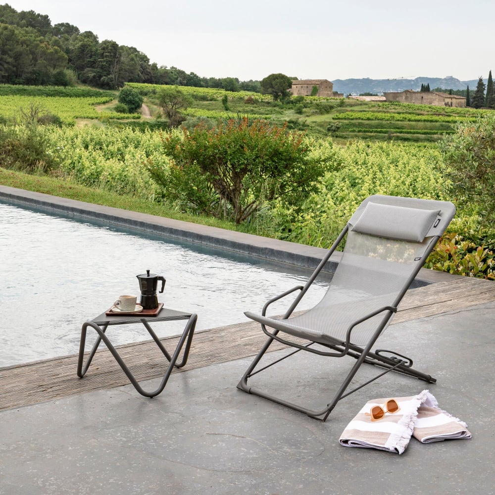 Chilienne jardin oscillant en acier gris L83xl60xH91