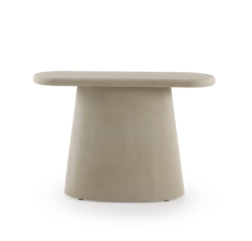 Console ovale en polyrésine ciment sable