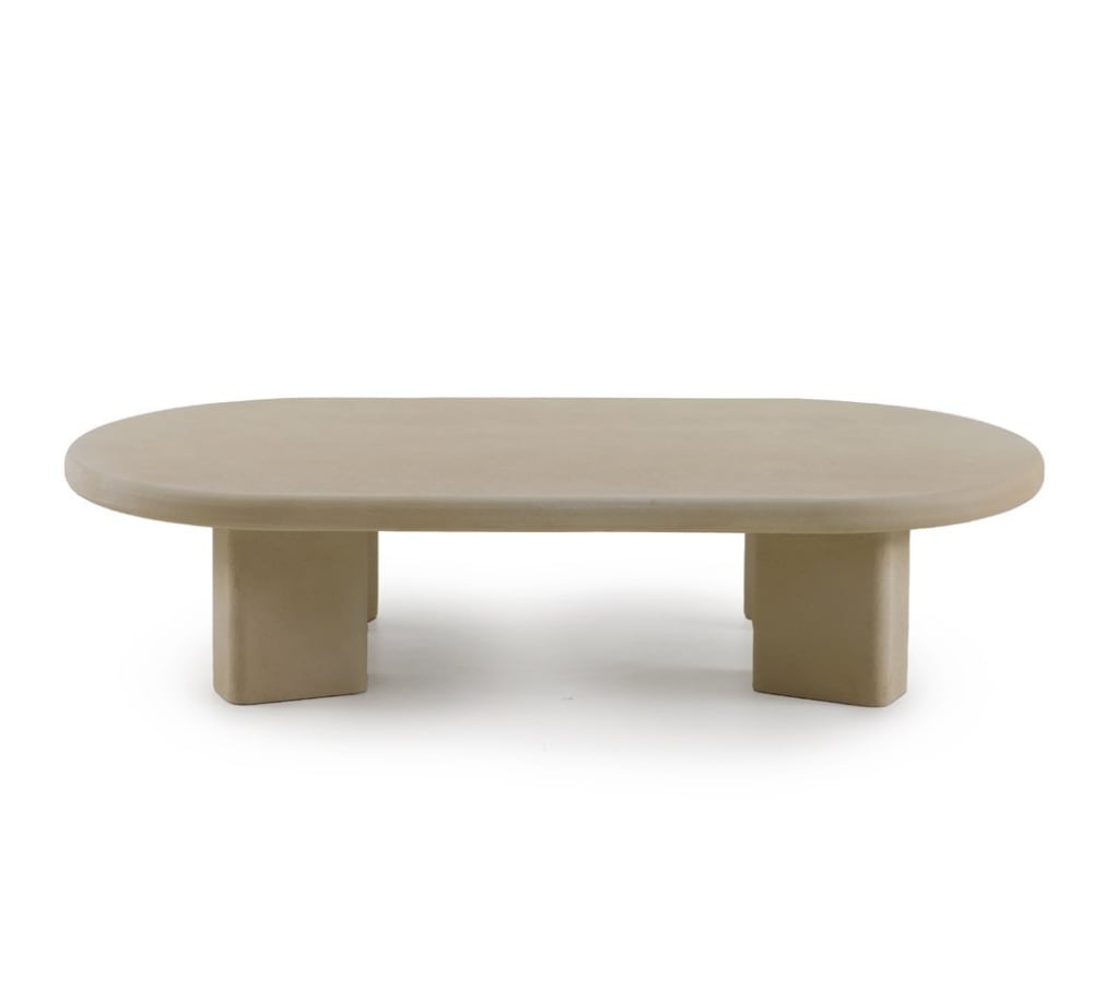 Table basse 140x70 cm en polyresine ciment sable
