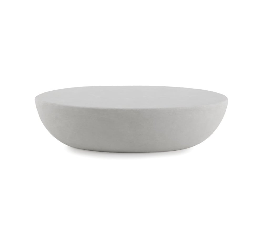 Table basse 120x70 cm en polyresine ciment blanc