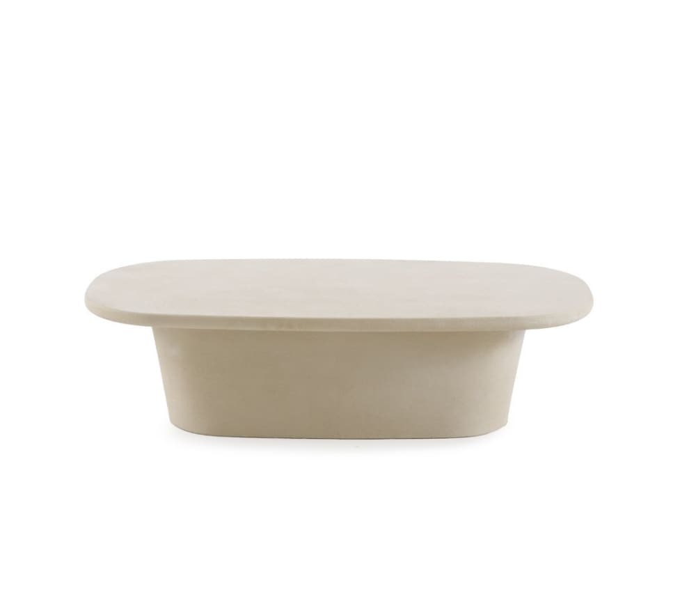 GEESE HOME Couchtisch 120 x 70 aus sandfarbenem Polyresin-Zement Beige Harz