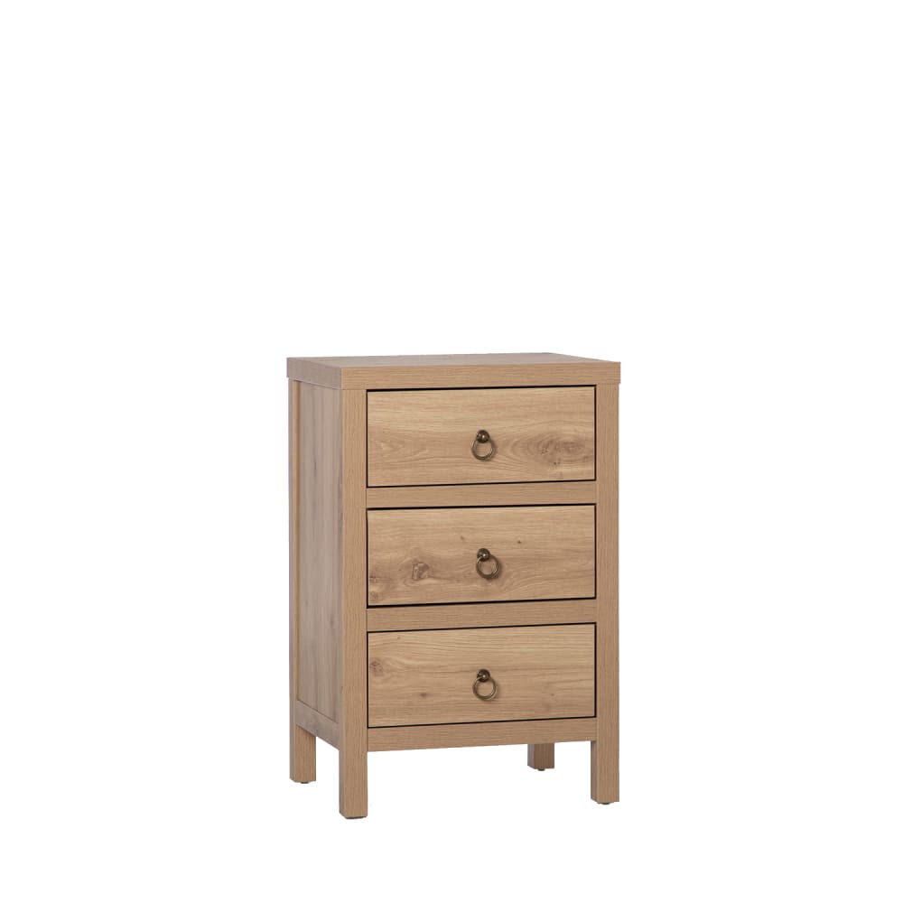 Klast Home Nachttisch mit 3 Schubladen aus Holz Farbe Natur Livorno Braun Spanplatte