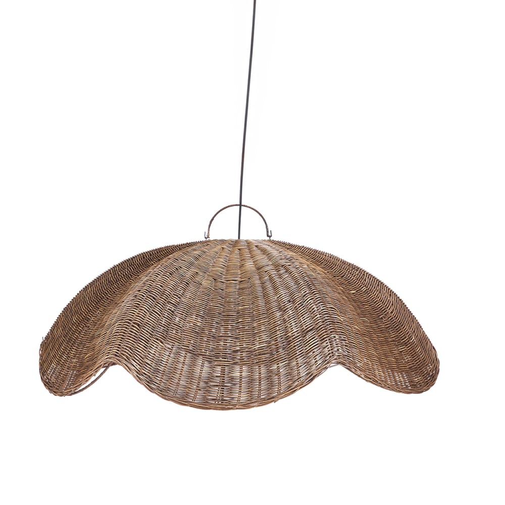 Pendelleuchte aus rattan in dunklem walnussbraun, 103x103x40cm -