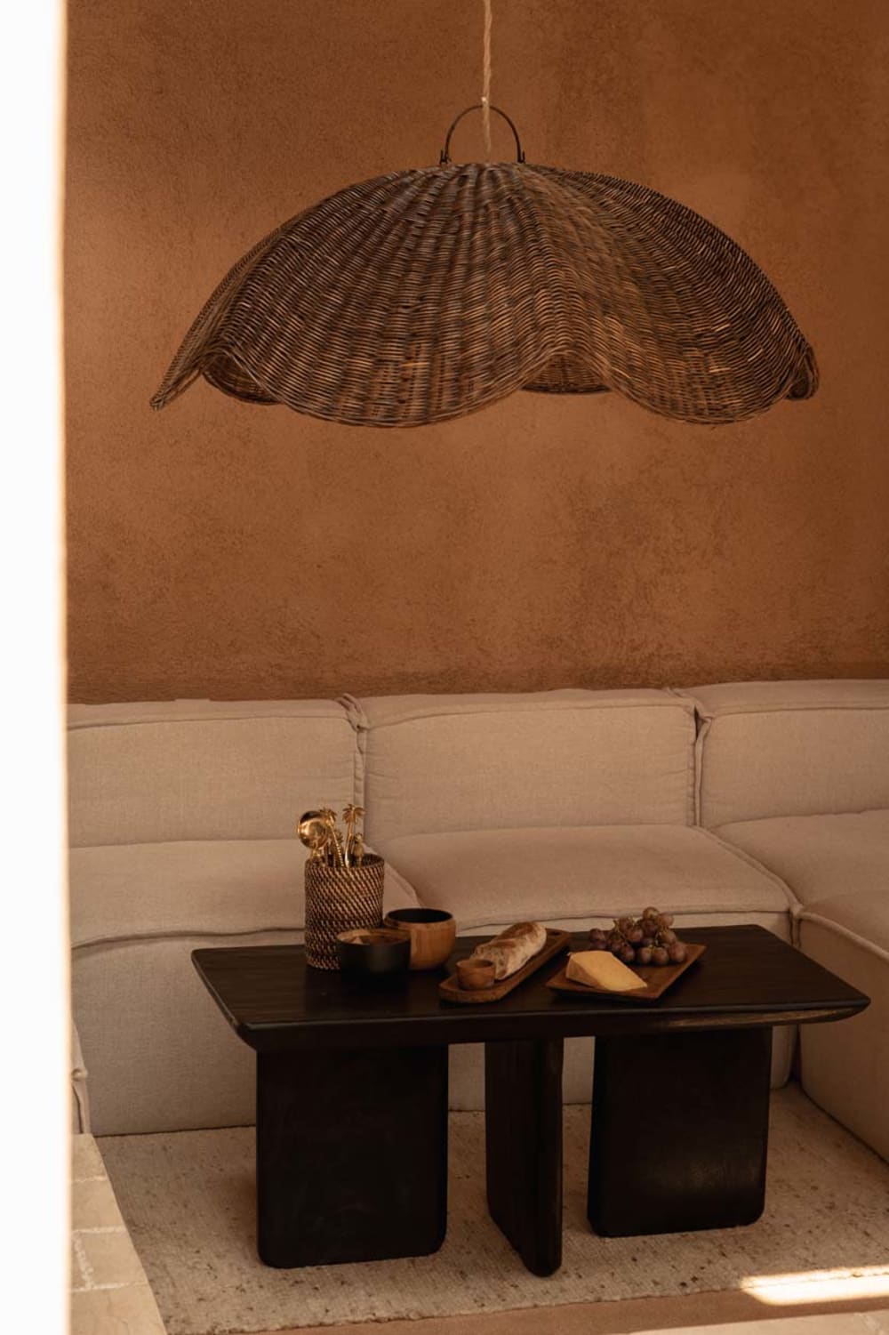 Suspension rotin noyer foncé 103x103x40cm — vue 3