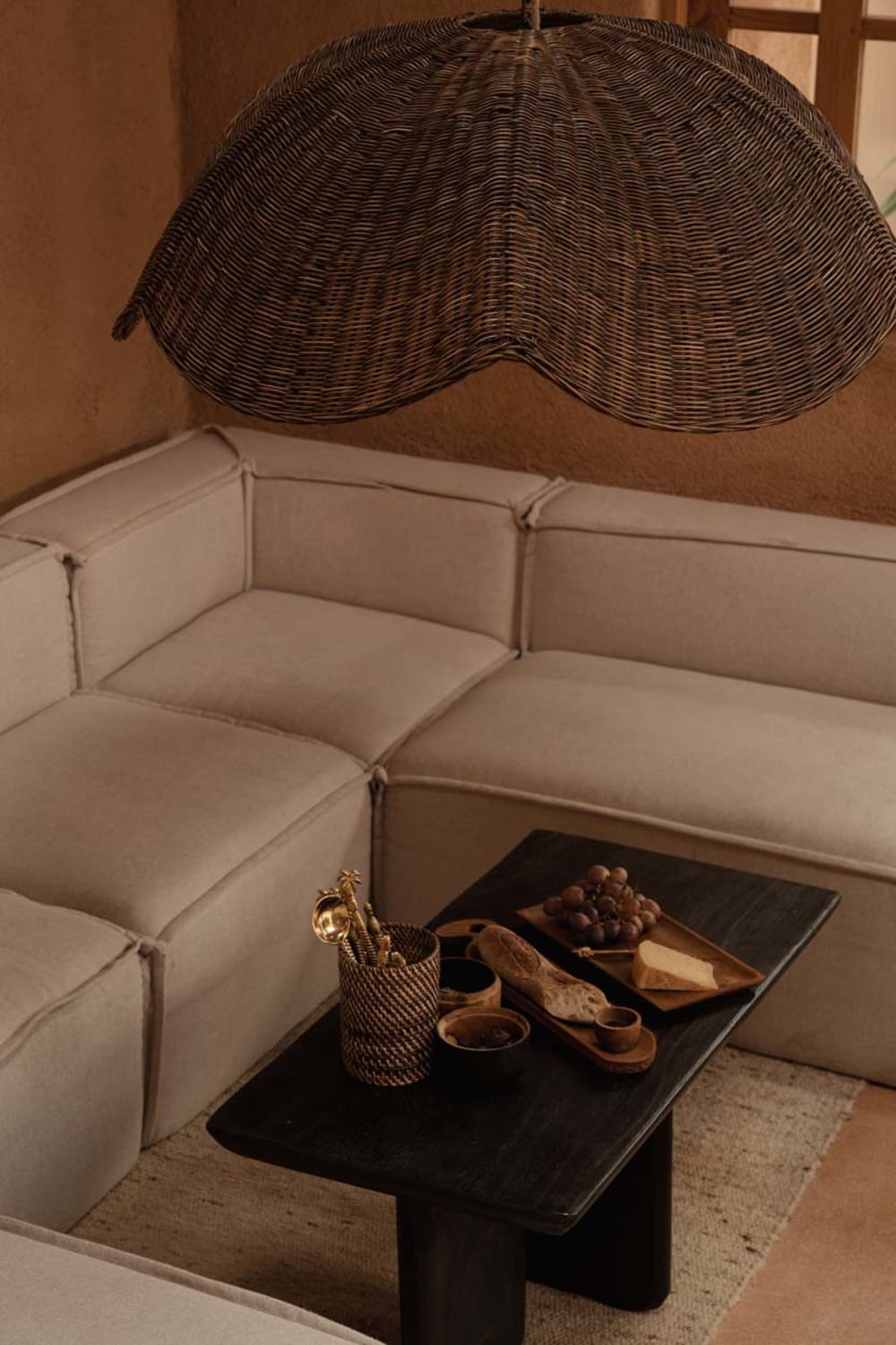 Suspension rotin noyer foncé 103x103x40cm — vue 4