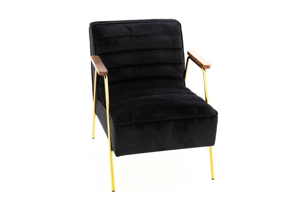 Fauteuil relax en velours et métal doré