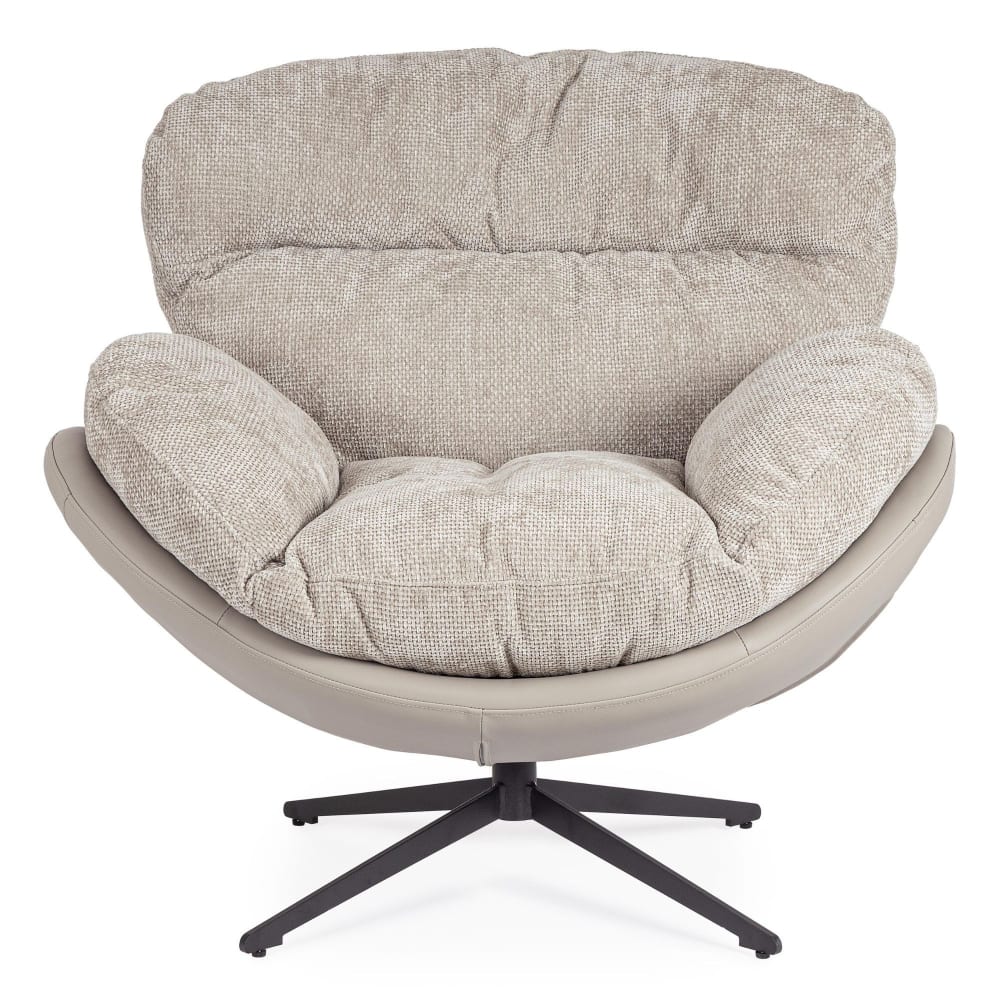 Fauteuil relax pivotant tissu/simili gris/taupe