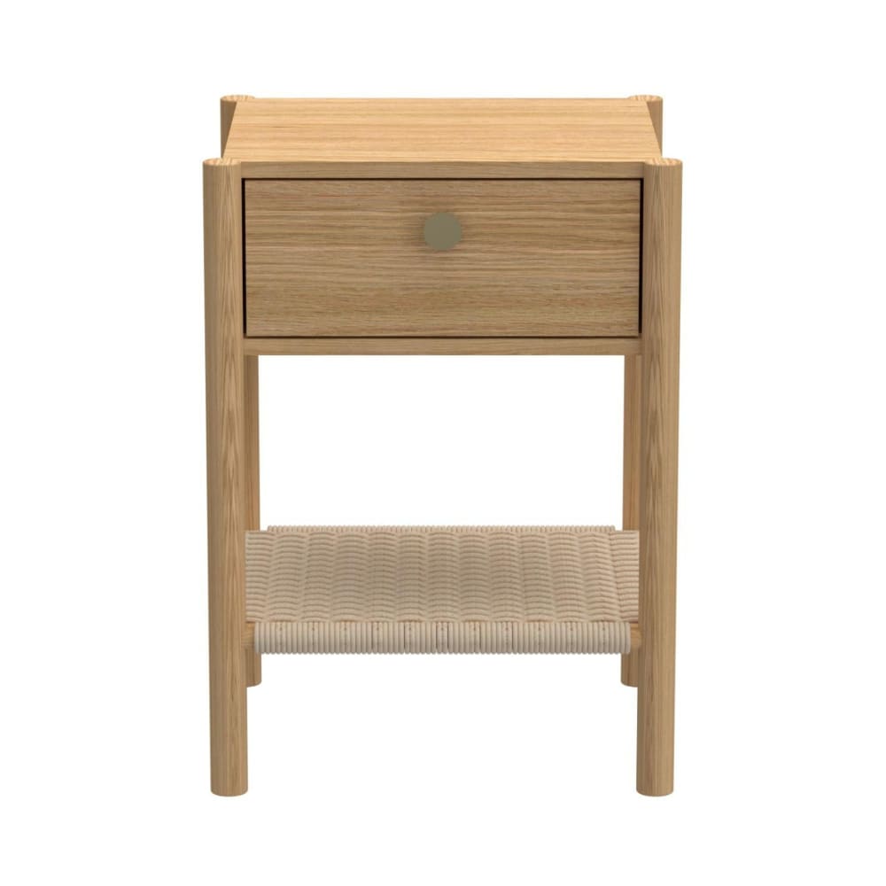 Table de chevet en bois 1 tiroir 1 tablette tressée