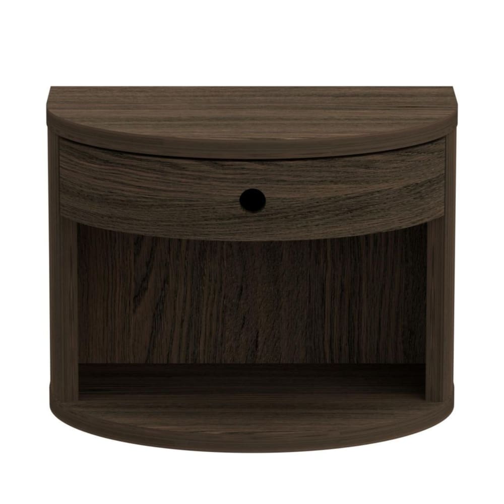 Chevet suspendu demi-cercle 1 tiroir 1 niche marron