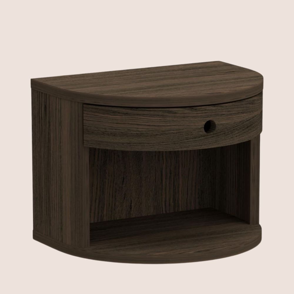 Chevet suspendu demi-cercle 1 tiroir 1 niche marron