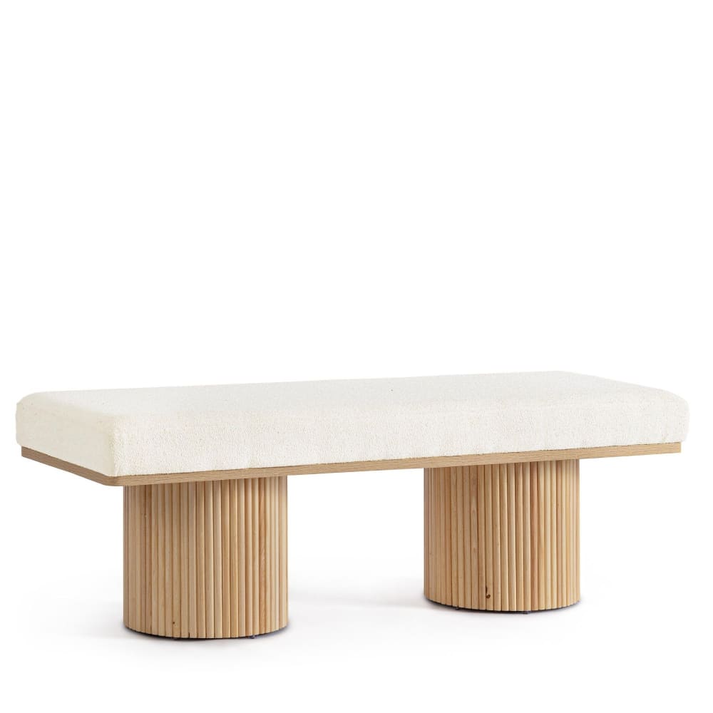 Banc 2 places en bois - clair tissu