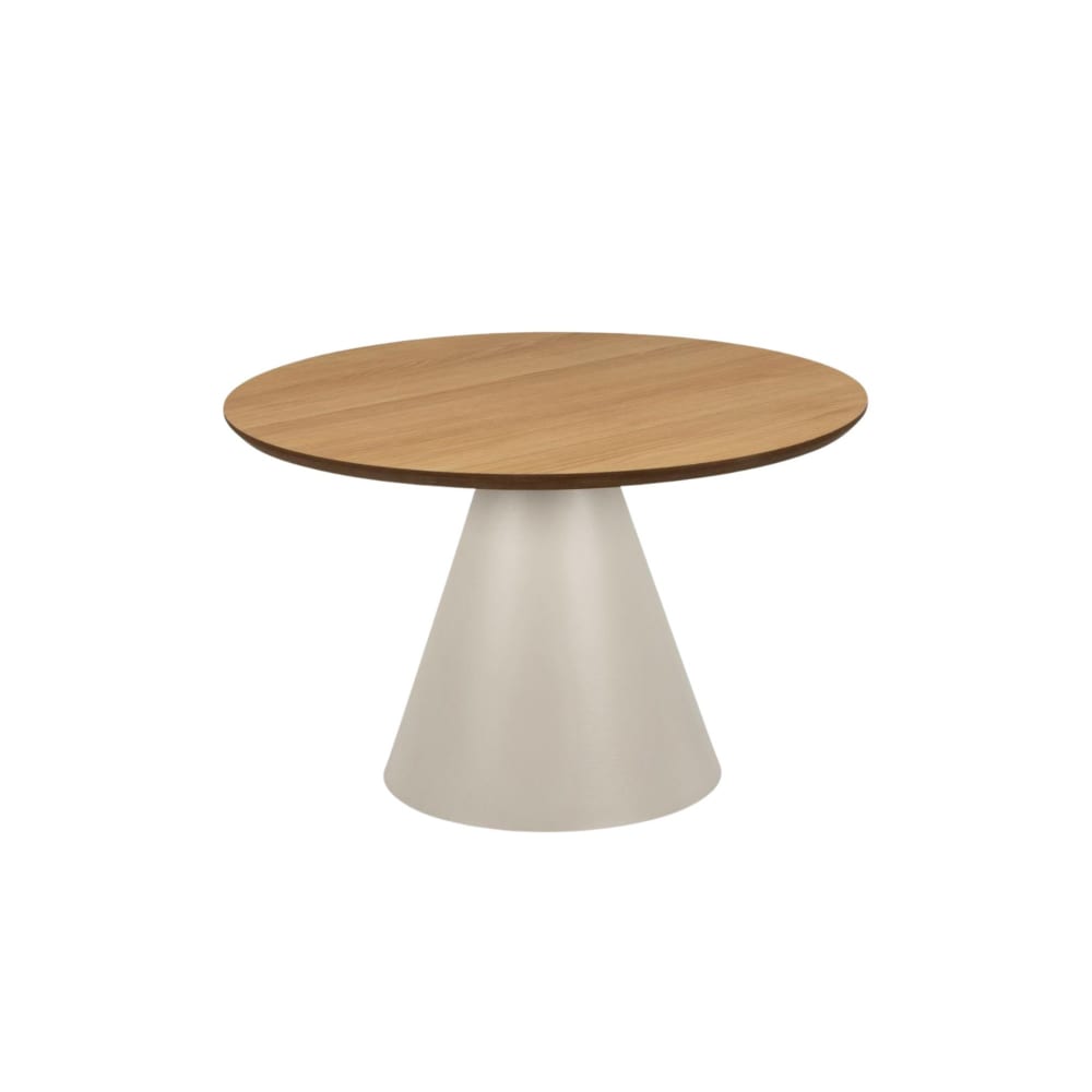 Table basse ronde en bois et métal grège D65