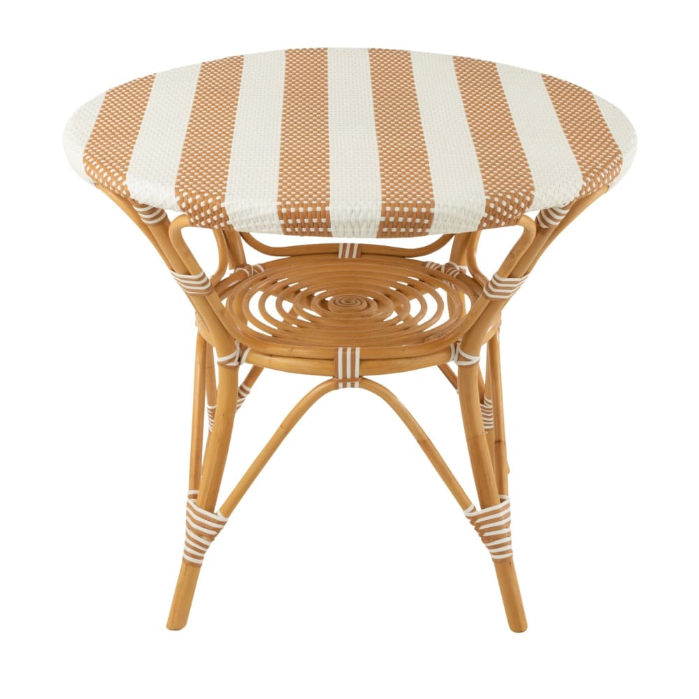 Table ronde parisienne tressée rayures D90 2 places beige