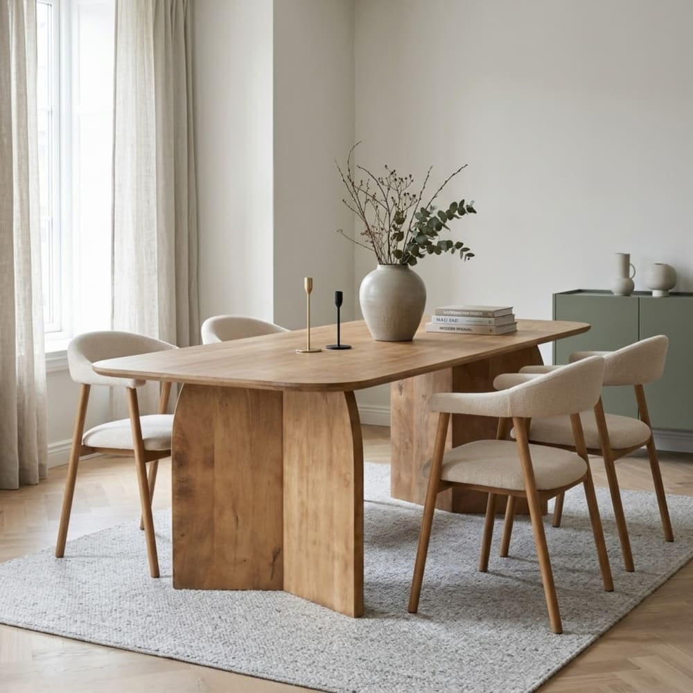 Esstisch Dänisch oval natur Mangoholz 240x100x76 cm - Maisons Du