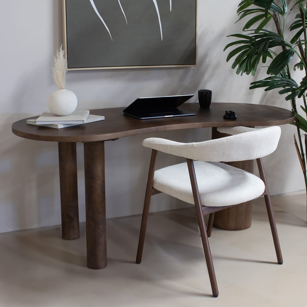 Schreibtisch aus Mangoholz 160x70x75cm, dunkelbraun - Maisons Du