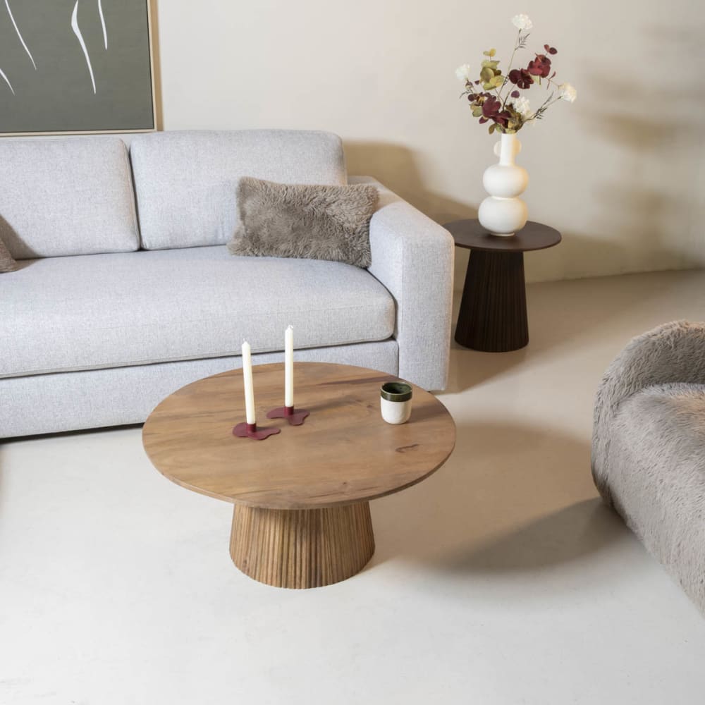 Couchtisch Rund Natur Holz 80x80x38cm - Salvador - Maisons Du