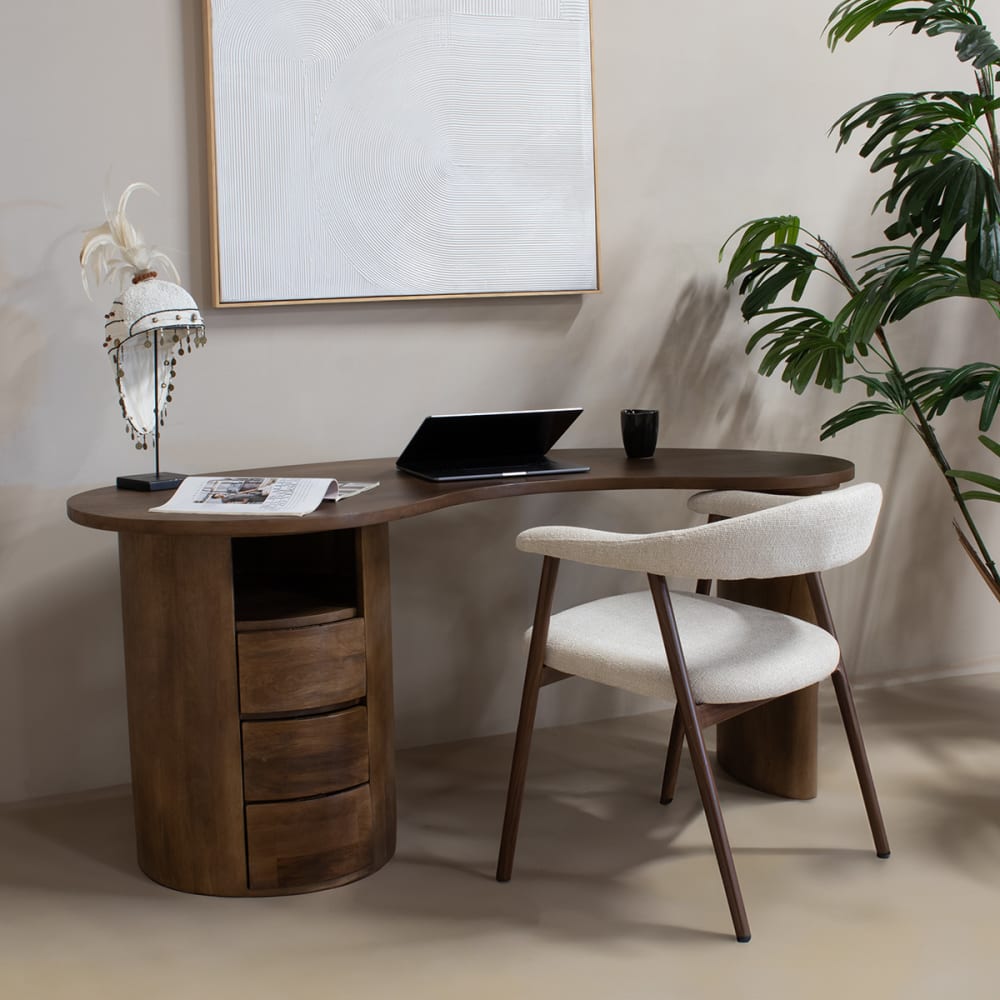 Schreibtisch aus Mangoholz 160x70x70cm, dunkelbraun - Maisons Du