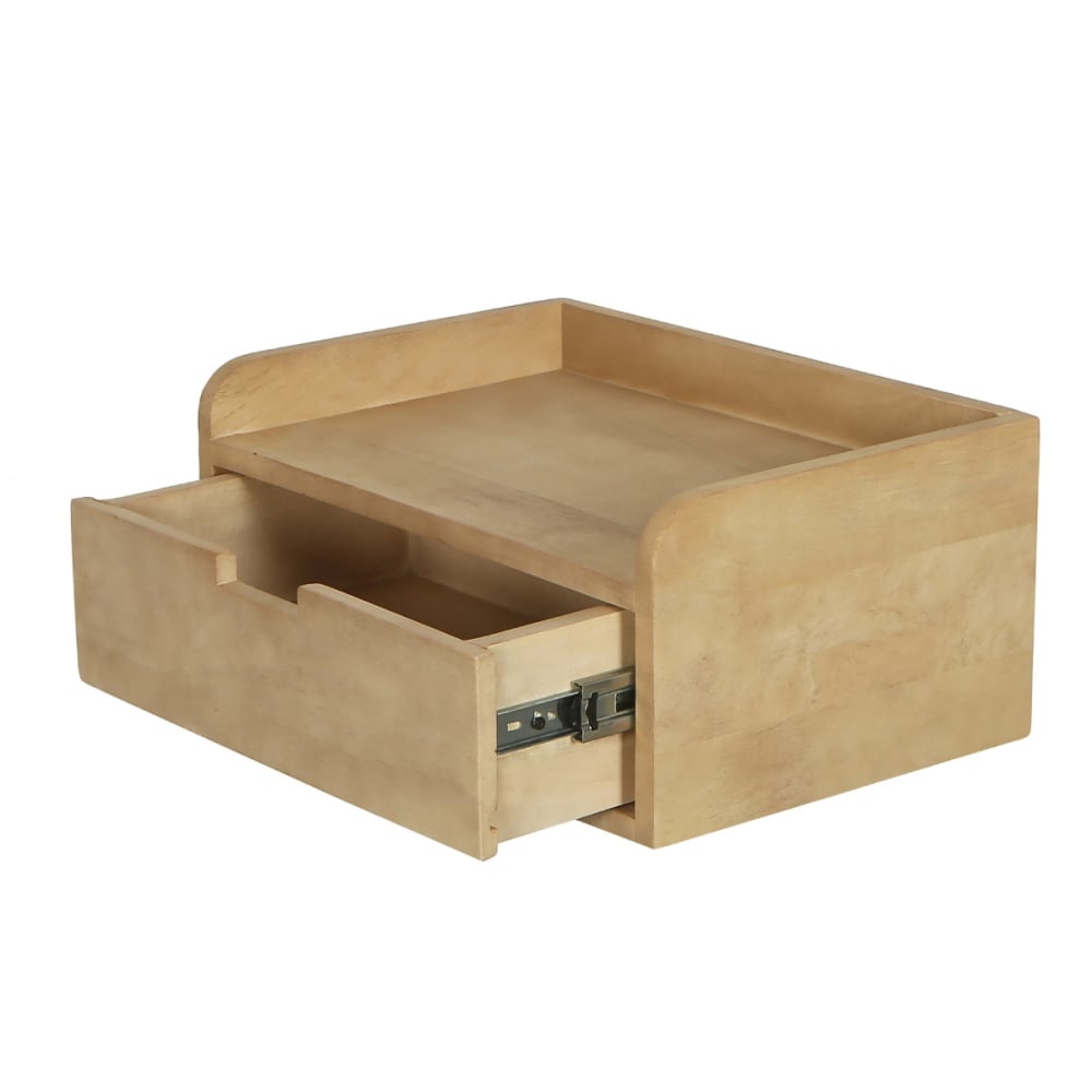 Giga Meubel Schwebender Nachttisch aus Mangoholz 45x30x20cm, natur Braun