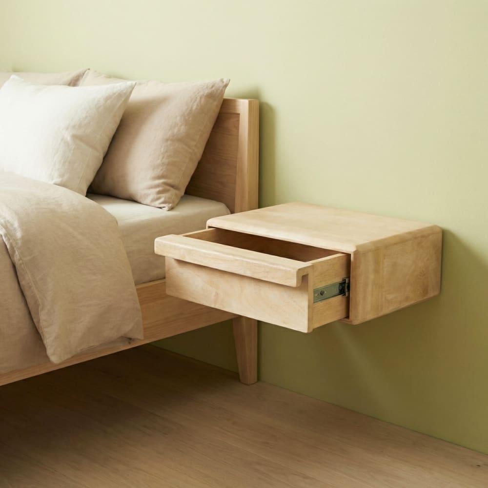 Schwebender Nachttisch aus Mangoholz 40x30x15cm, natur - Maisons