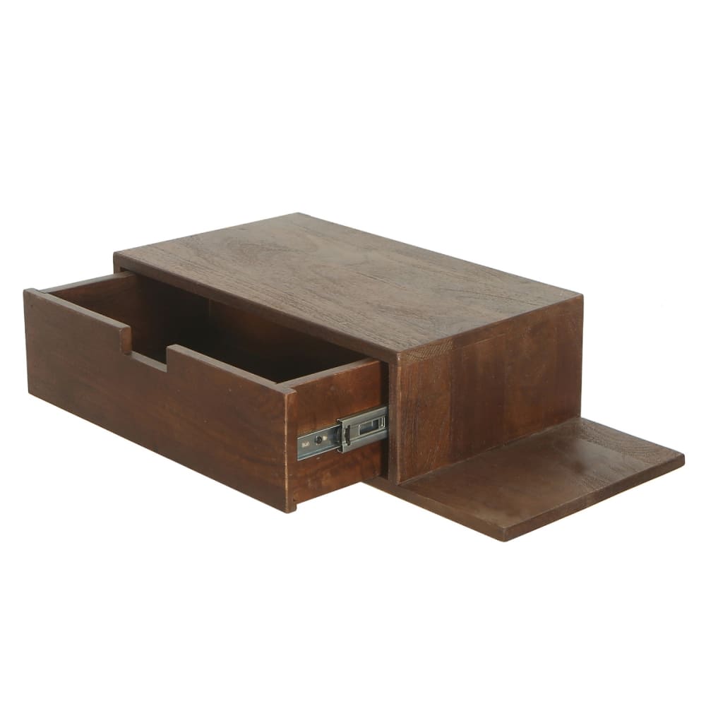 Giga Meubel Schwebender Nachttisch aus Mangoholz 65x30x16cm, dunkelbraun - -