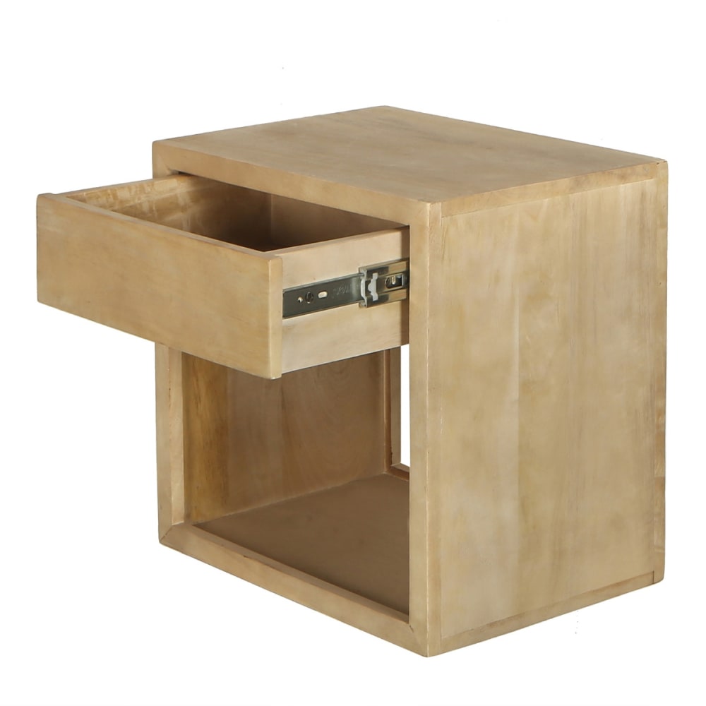 Giga Meubel Schwebender Nachttisch aus Mangoholz 40x30x40cm, natur Braun