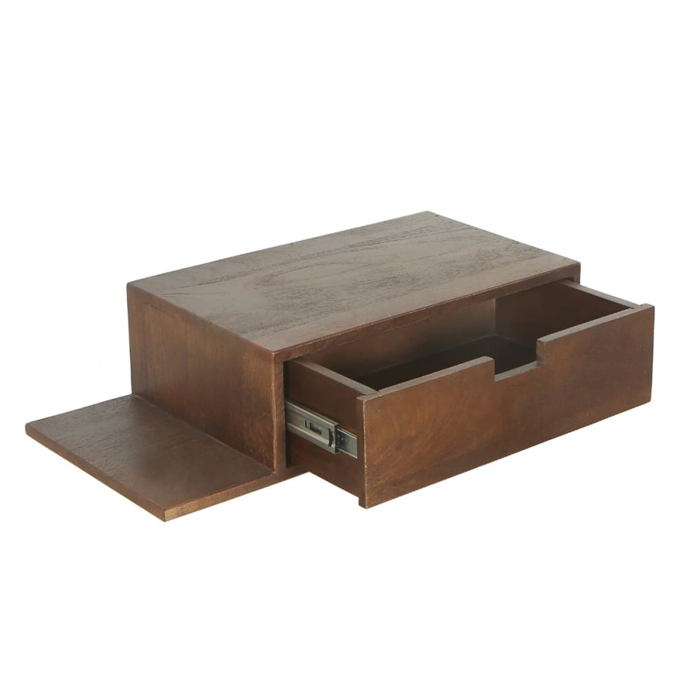 Giga Meubel Schwebender Nachttisch aus Mangoholz 65x30x16cm, dunkelbraun - -