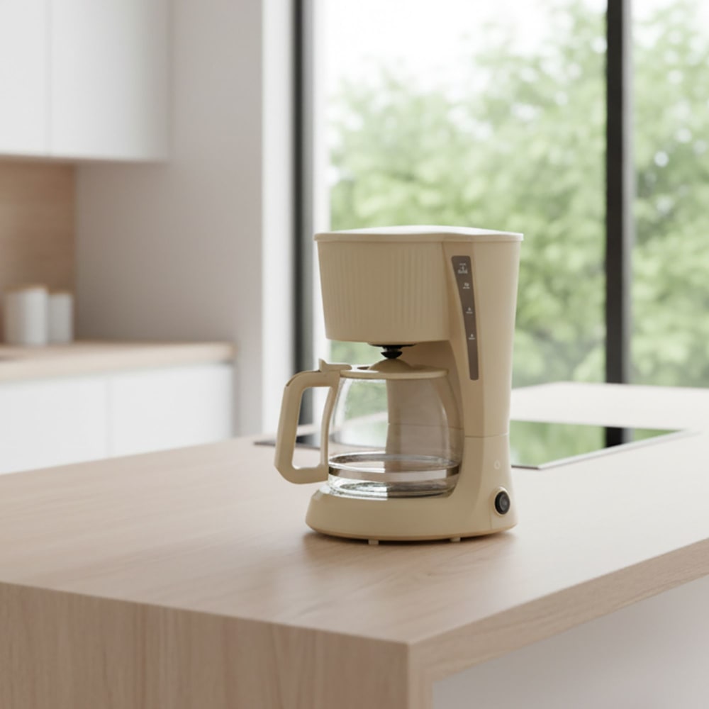 Cafetière électrique 12 tasses 1,5l crème strié Cafetière électrique 12 tasses 1,5l crème strié