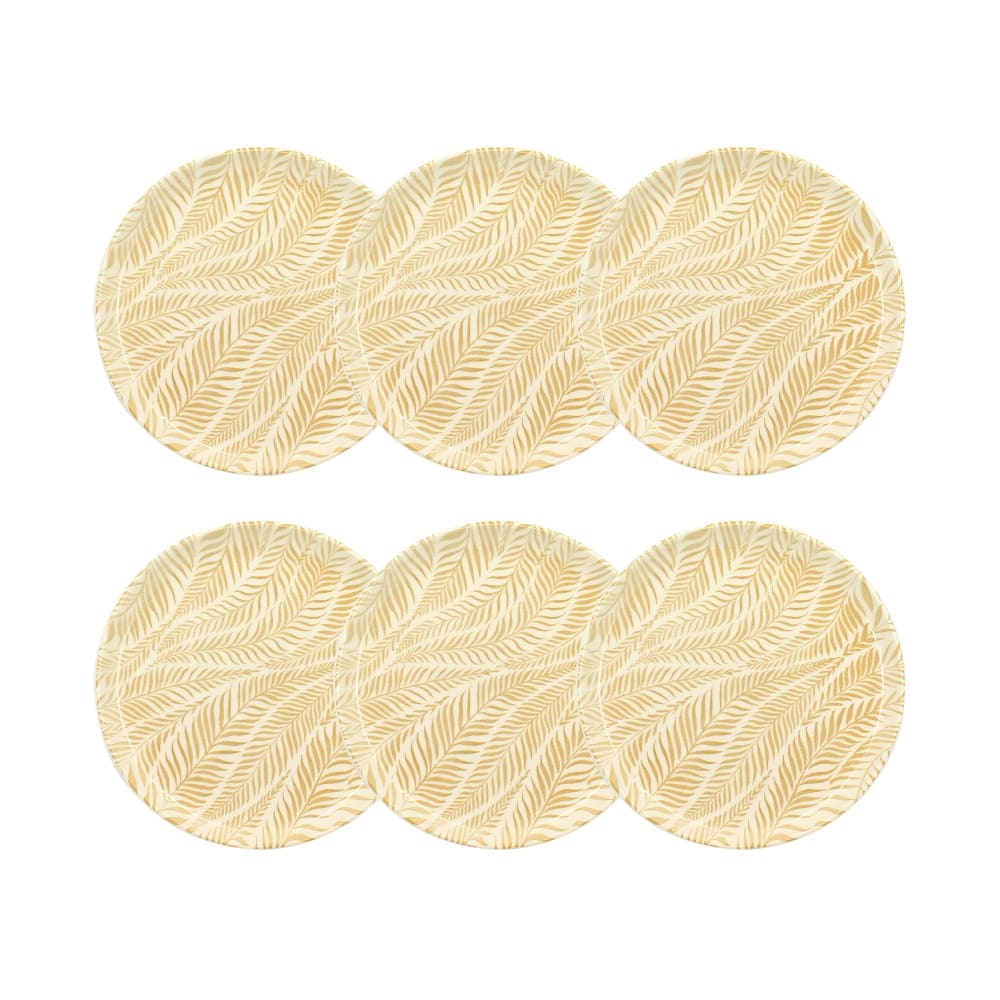 Lot de 6 assiettes à dessert 20cm en grès à motif jaune Lot de 6 assiettes à dessert 20cm en grès à motif jaune