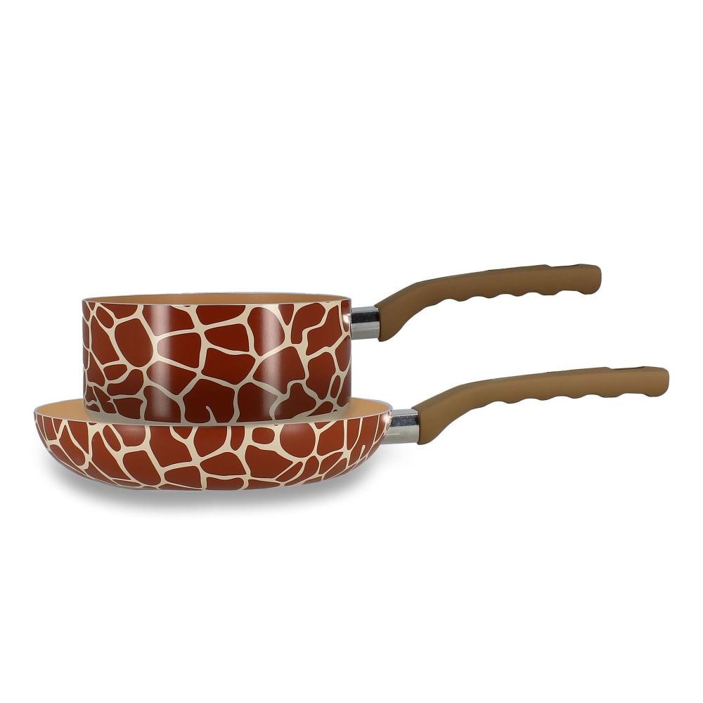 Lot de poêle et casserole en aluminium girafe - tous feux