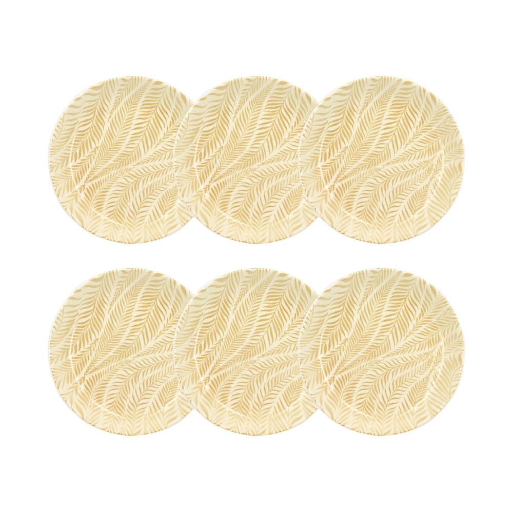 Lot de 6 assiettes creuses 20,5cm en grès à motif jaune