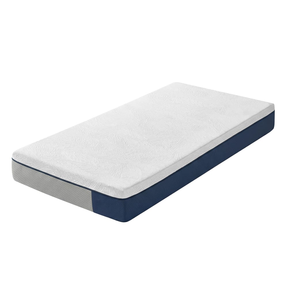 Matelas 90 x 190 cm mousse mémoire de forme bleu
