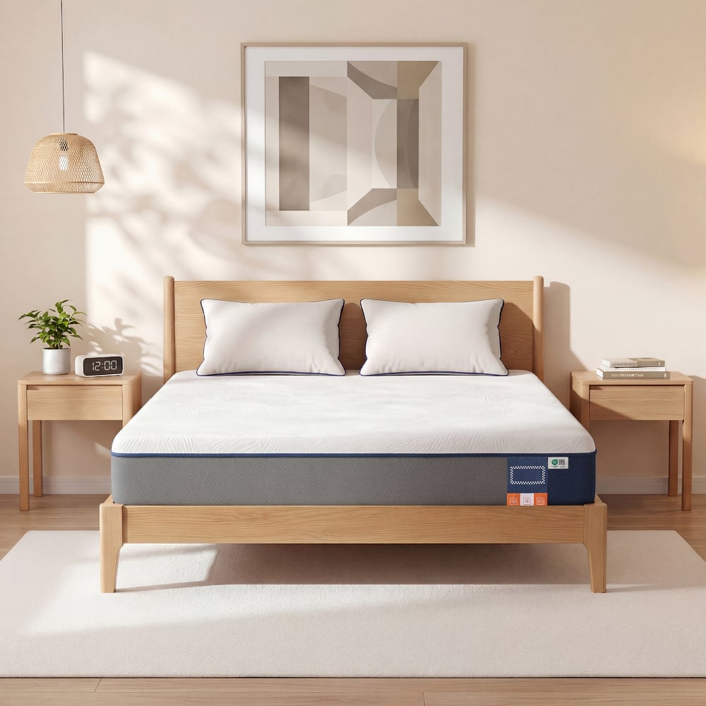 Matelas 140 x 190 cm mousse mémoire de forme bleu