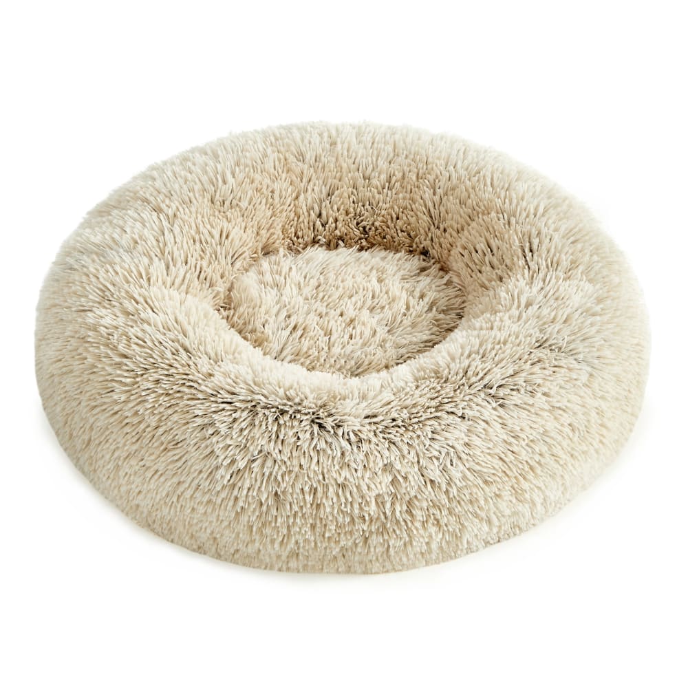 Panier pour chien en forme de donut housse amovible et lavable beige Panier pour chien en forme de donut housse amovible et lavable beige
