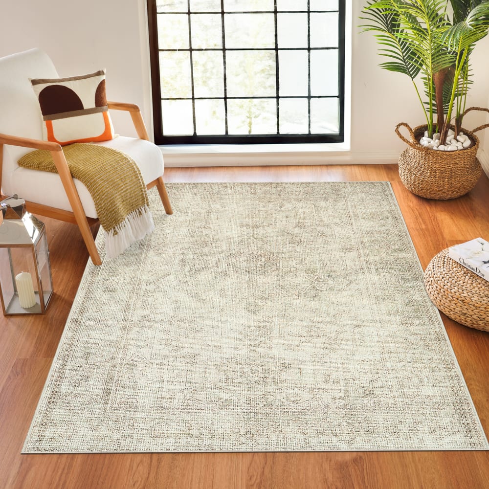 Livabliss Becki Owens x Livabliss Vintage Teppich Salbeigrün/Creme 160x213 style vintage Öko-Tex Zertifikat - Pes - Polyester