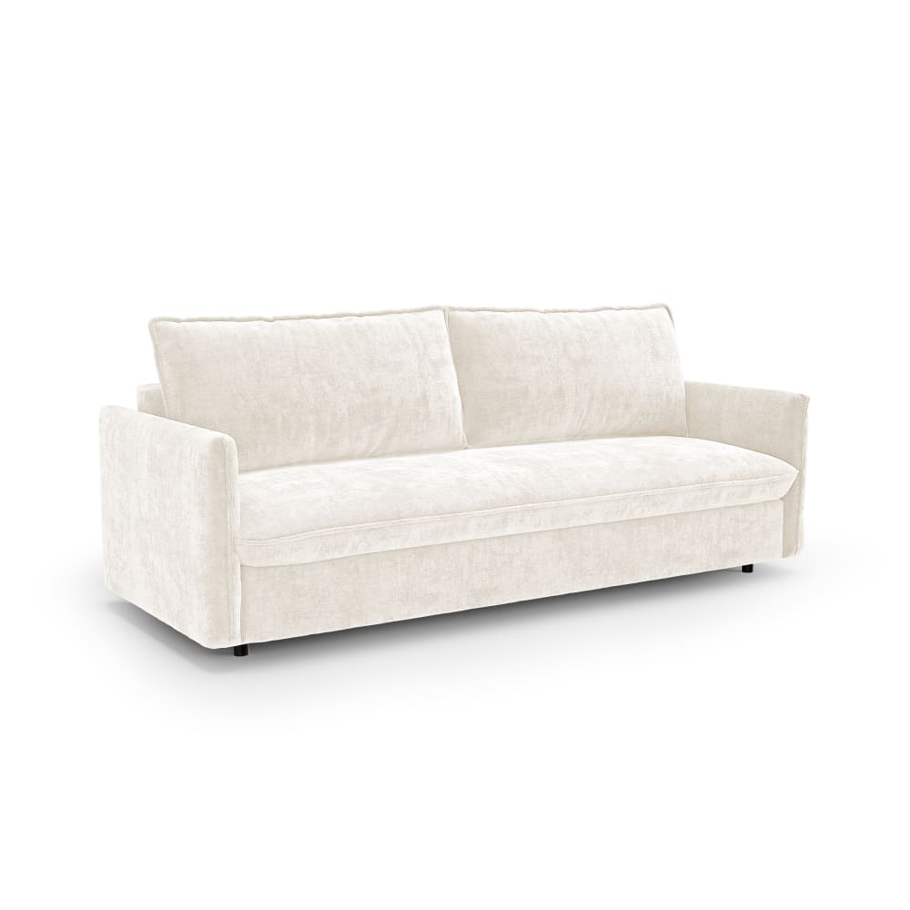 Canapé convertible express 3 places en velours gaufré crème