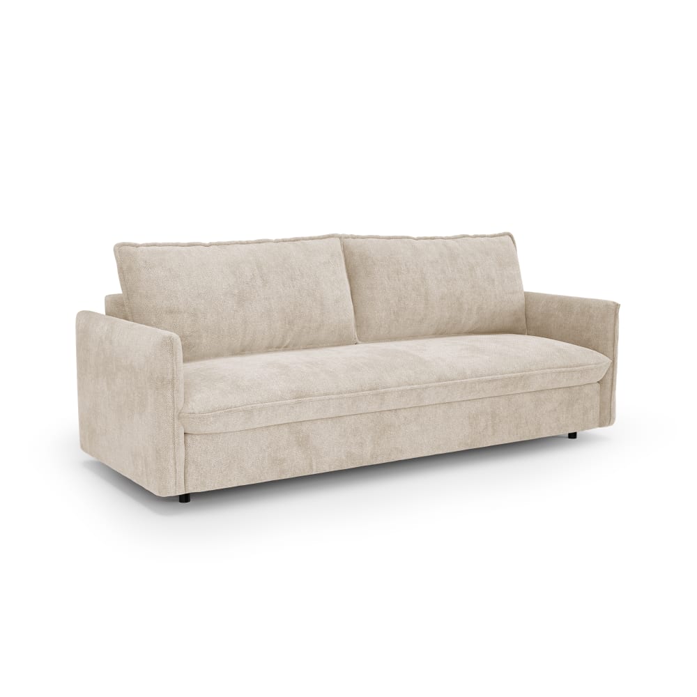Canapé convertible express 3 places en tissu tramé crème