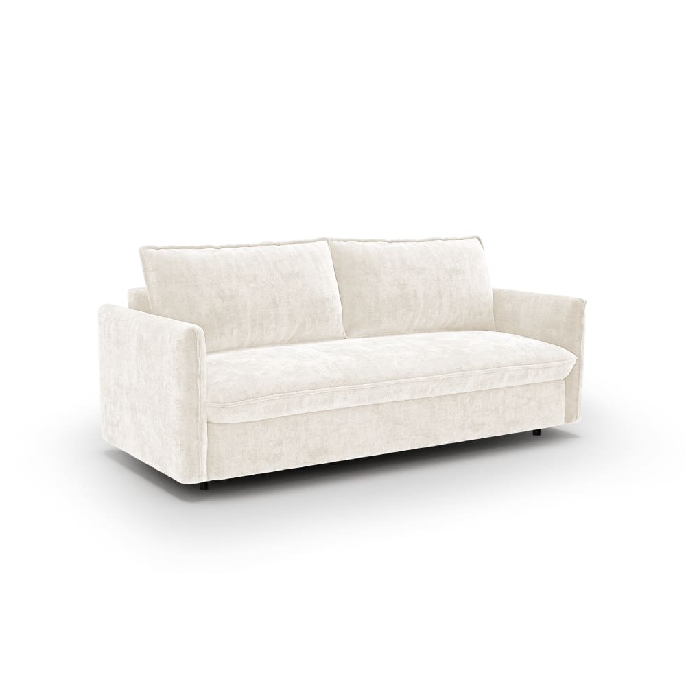 Canapé convertible express 3 places en velours gaufré crème