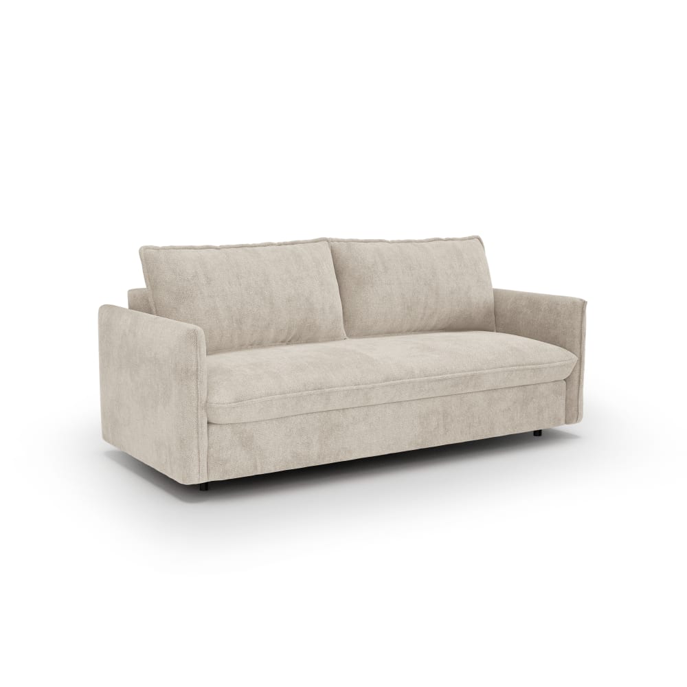 Canapé convertible express 3 places en tissu tramé beige